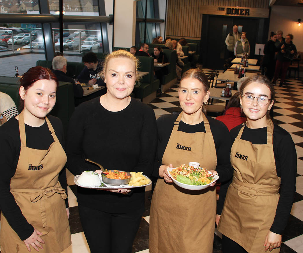 Fiveways Diner recently open to offer their customers the one stop shop, and enjoy your lunch or a refreshing cup of tea and coffee with a delicious treat to make shopping more enjoyable. l-r Anna Rice, Claire Devlin Manager, Laura Devlin Supervisor and Cadhla Ferris.