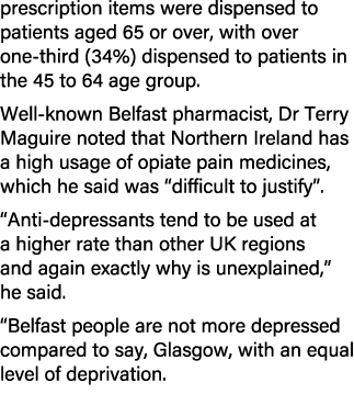 prescription items were dispensed to patients aged 65 or over, with over one third (34%) dispensed to patients in the...