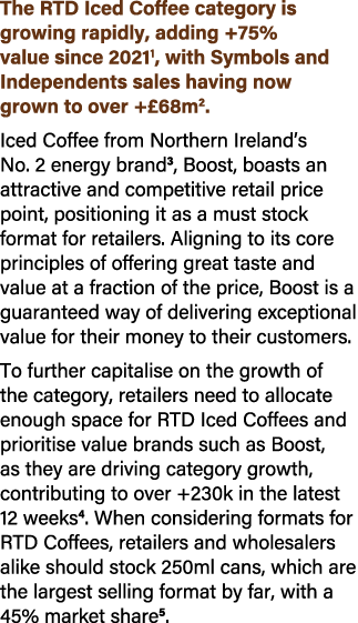 The RTD Iced Coffee category is growing rapidly, adding +75% value since 20211, with Symbols and Independents sales h...