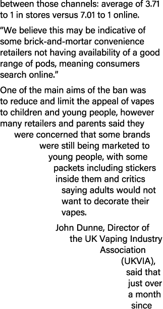 between those channels: average of 3.71 to 1 in stores versus 7.01 to 1 online. “We believe this may be indicative of...