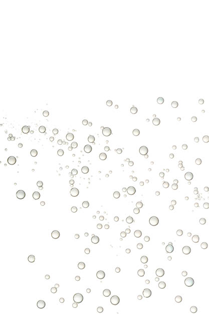 Swarm of water bubbles, over a white background.