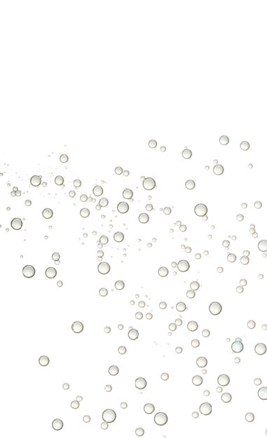 Swarm of water bubbles, over a white background.