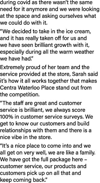 during covid as there wasn’t the same need for it anymore and we were looking at the space and asking ourselves what ...
