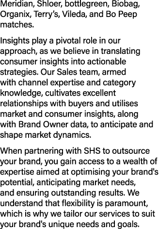 Meridian, Shloer, bottlegreen, Biobag, Organix, Terry’s, Vileda, and Bo Peep matches. Insights play a pivotal role in...