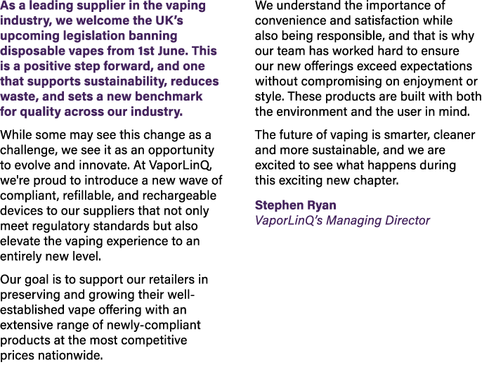 As a leading supplier in the vaping industry, we welcome the UK’s upcoming legislation banning disposable vapes from ...