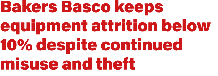 Bakers Basco keeps equipment attrition below 10% despite continued misuse and theft