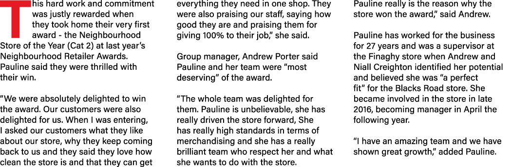 This hard work and commitment was justly rewarded when they took home their very first award the Neighbourhood Store ...
