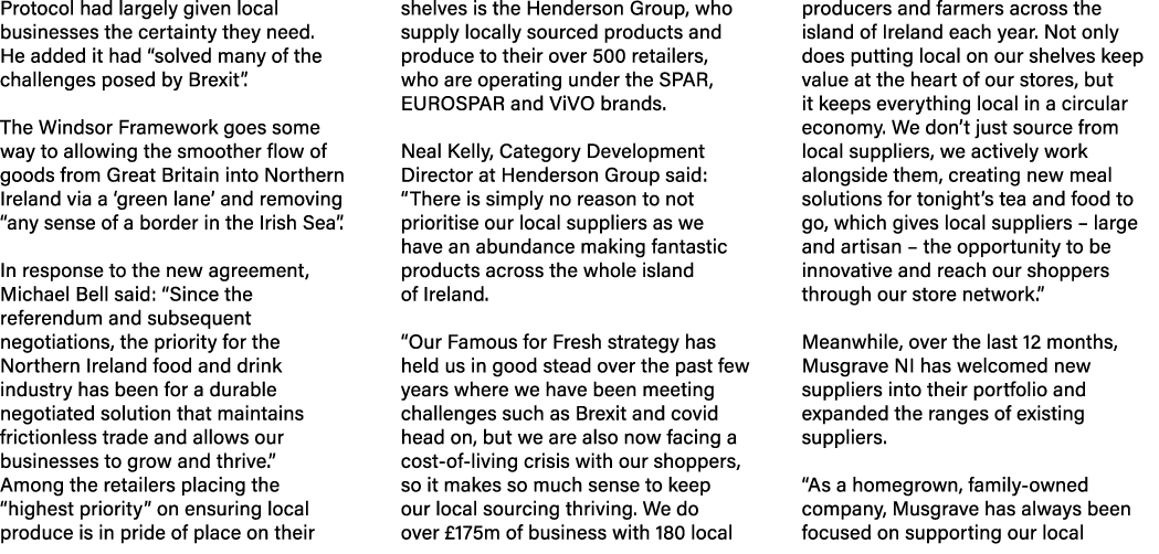 Protocol had largely given local businesses the certainty they need. He added it had “solved many of the challenges p...