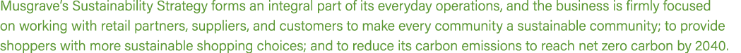 Musgrave’s Sustainability Strategy forms an integral part of its everyday operations, and the business is firmly focu...