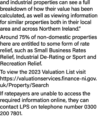 and industrial properties can see a full breakdown of how their value has been calculated, as well as viewing informa...