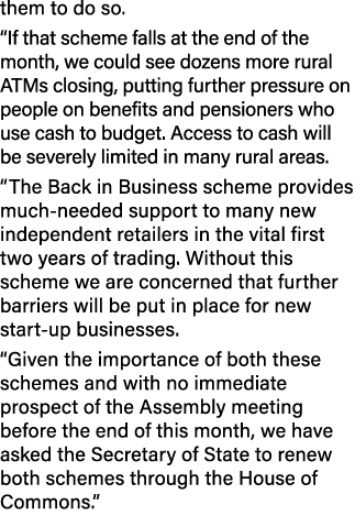 them to do so. “If that scheme falls at the end of the month, we could see dozens more rural ATMs closing, putting fu...