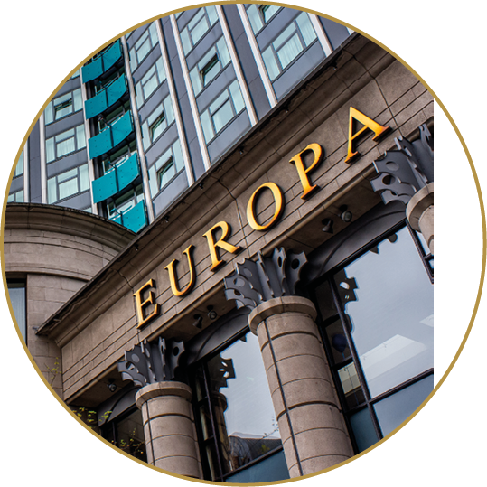 Belfast, Northern Ireland - April 25, 2011: The Europa Hotel is famously known as europe's most bombed Hotel, it was damaged 33 times by IRA bombs between 1970 and 1994.
