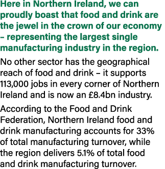 Here in Northern Ireland, we can proudly boast that food and drink are the jewel in the crown of our economy – repres...