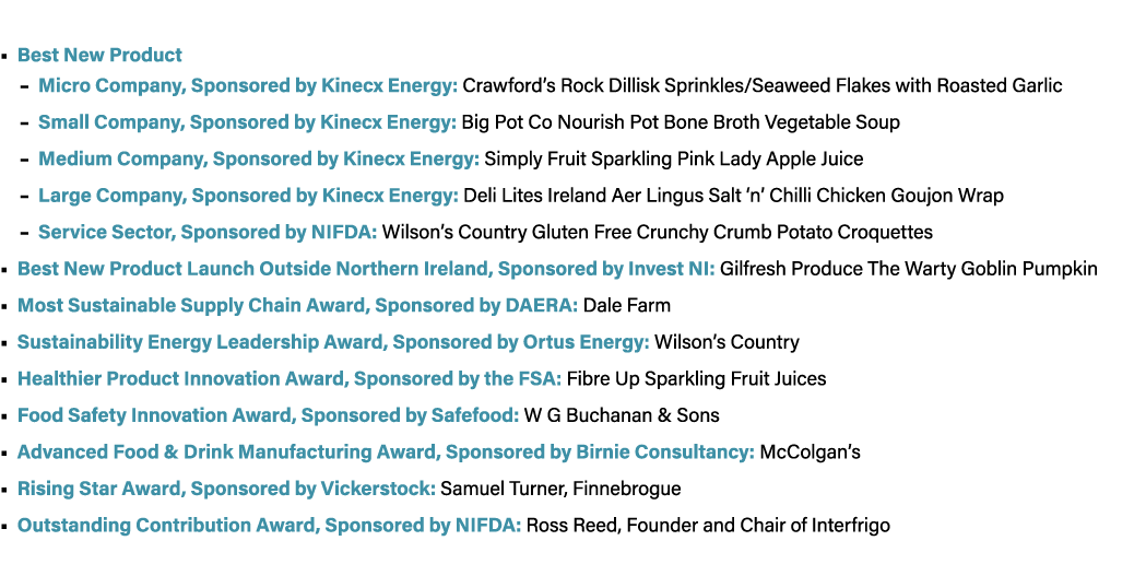 This year’s full list of winners includes: • Best New Product – Micro Company, Sponsored by Kinecx Energy: Crawford’s...