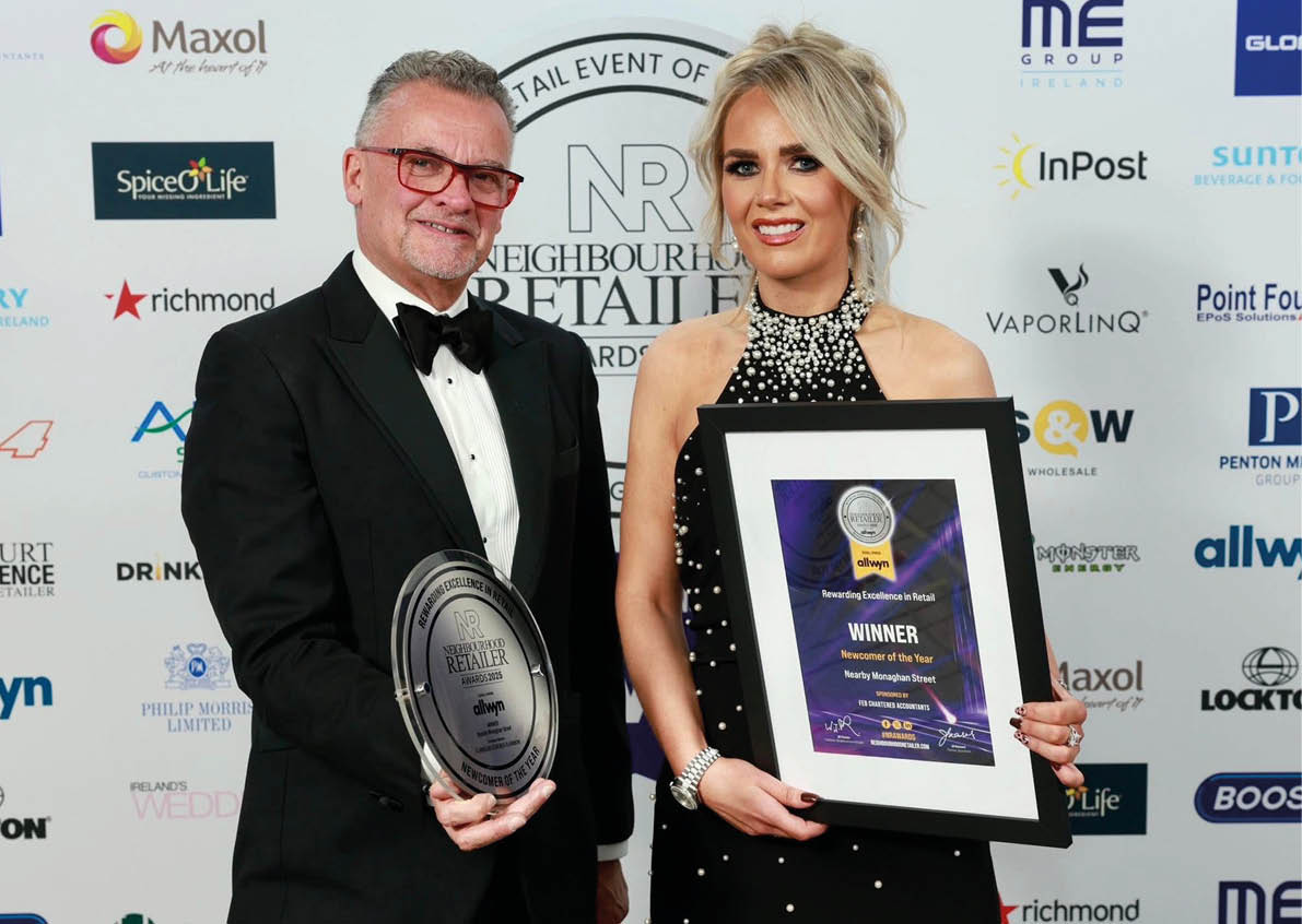 A man and woman are holding a framed award. AI generated content