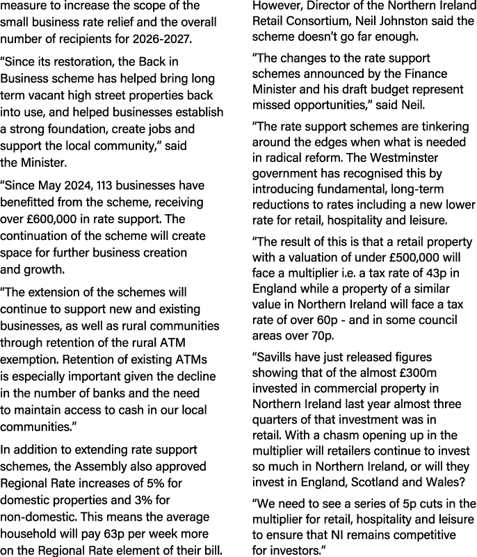 measure to increase the scope of the small business rate relief and the overall number of recipients for 2026 2027. “...
