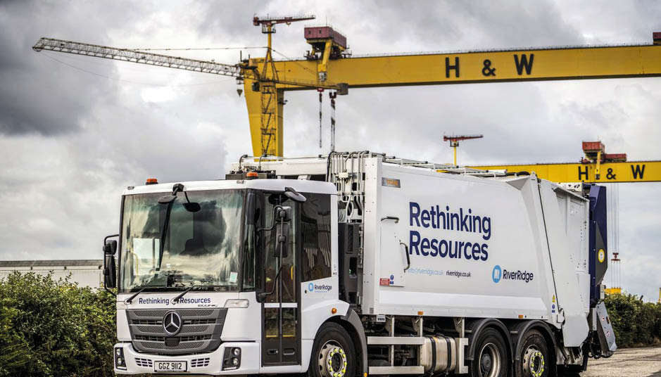 A large white truck with a Mercedes Benz logo is parked in front of a crane. AI generated content