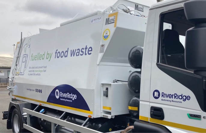 A large white truck with a blue stripe is parked in a lot. AI generated content