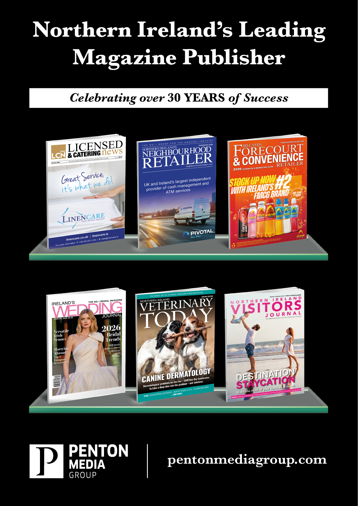 A display of books by Penton Media Group. AI generated content