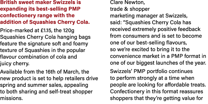 British sweet maker Swizzels is expanding its best selling PMP confectionery range with the addition of Squashies Che...