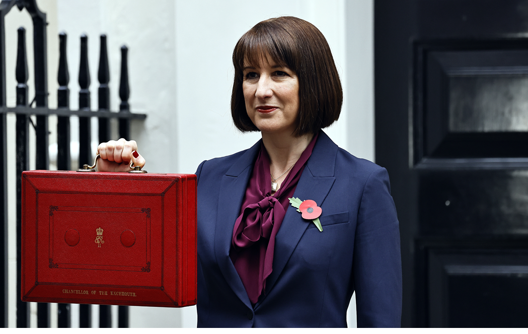 Downing Street, London, UK, 30th October 2024. Rachel Reeves MP. First ever female chancellor of the exchequer with the budget in the despatch box.