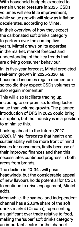 With household budgets expected to remain under pressure in 2025, CSDs volumes will see little improvement, while val...