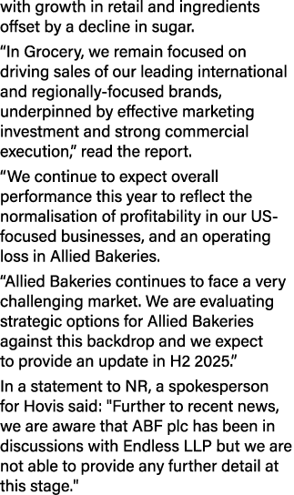 with growth in retail and ingredients offset by a decline in sugar. “In Grocery, we remain focused on driving sales o...