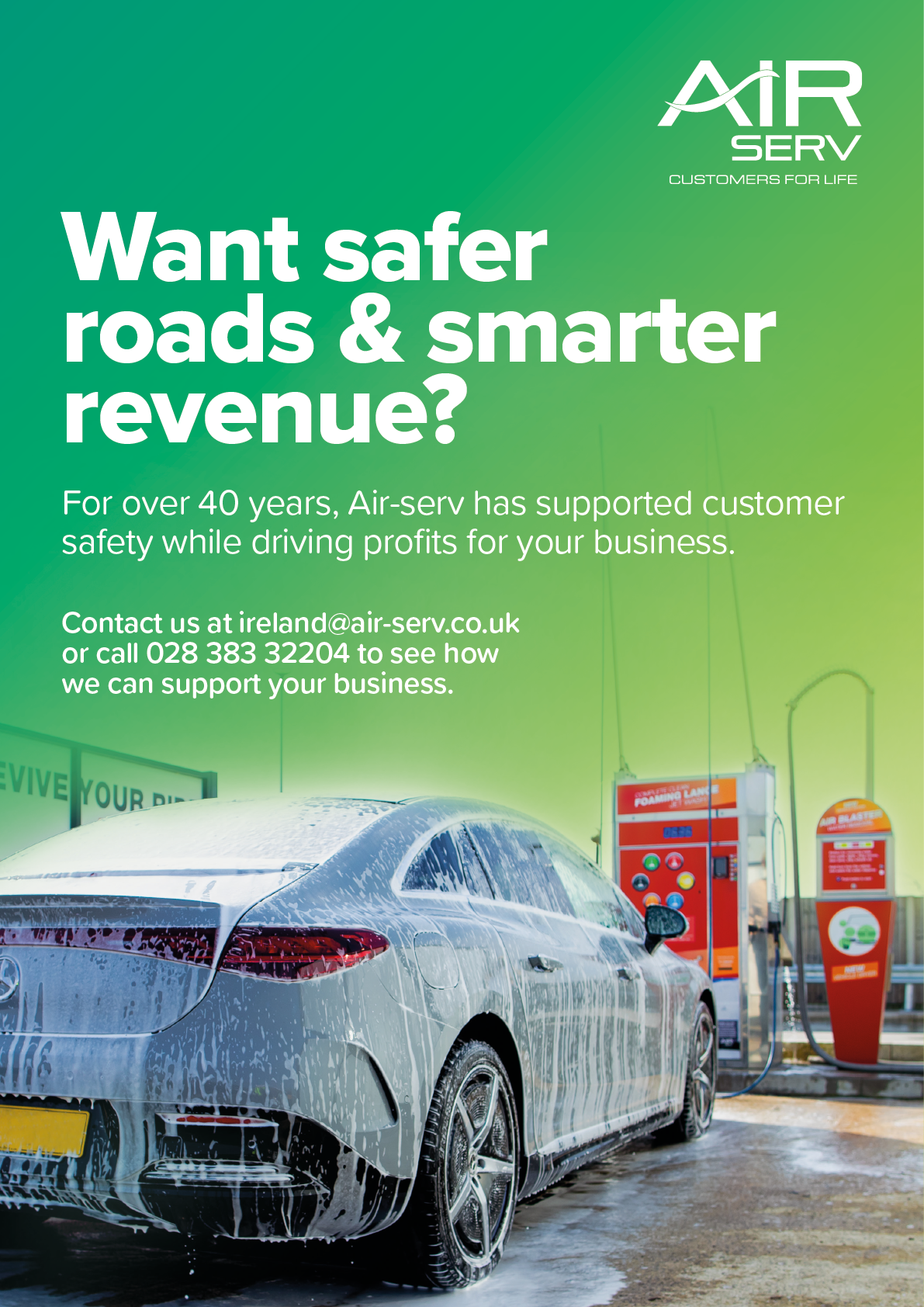 A car is being washed in a gas station. Description generated by AI