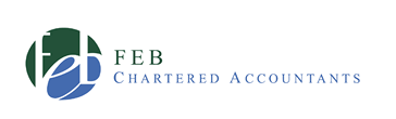 A logo for a company called FEB Chartered Accountants. Description generated by AI