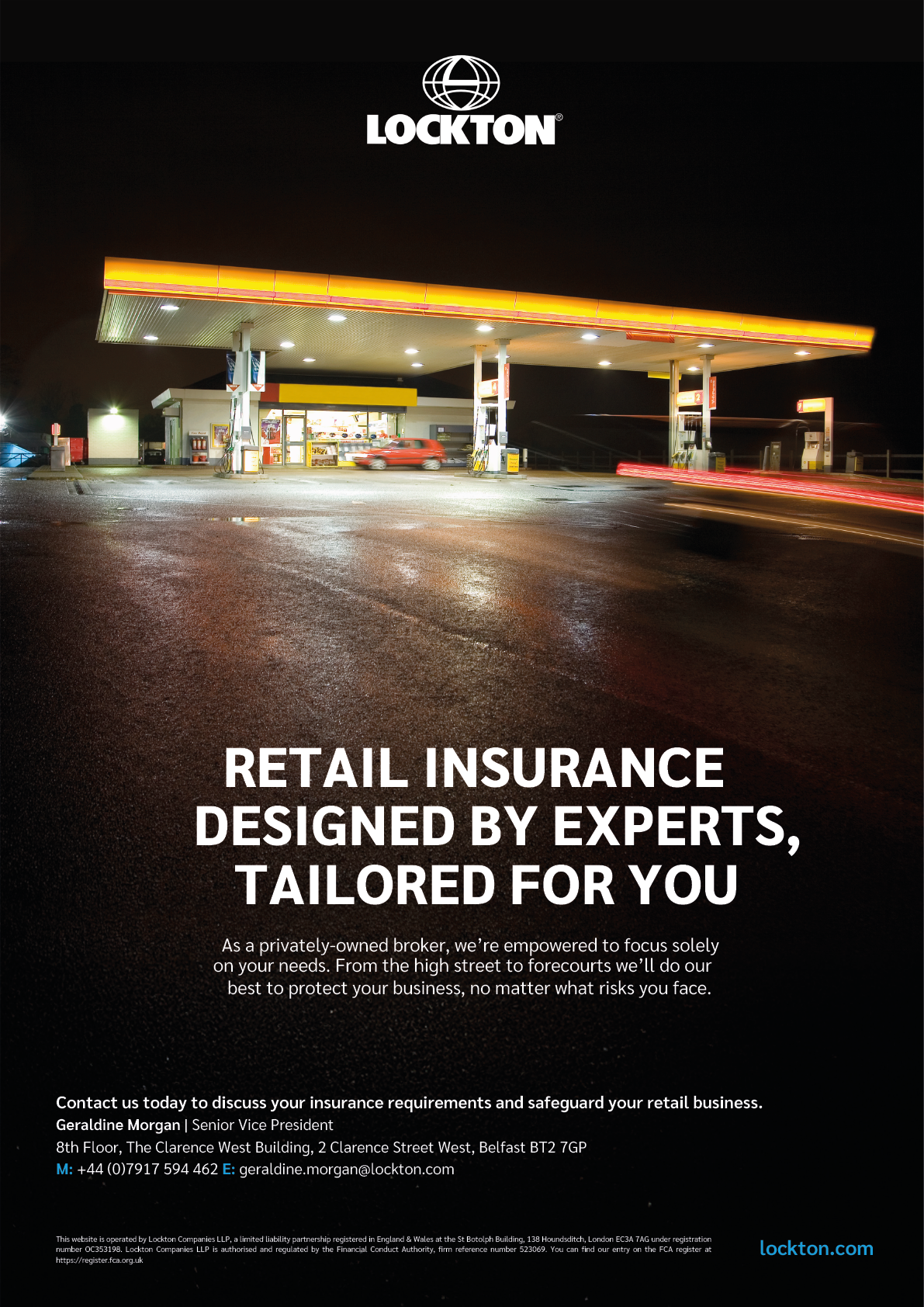 A Lockton advertisement for retail insurance. Description generated by AI