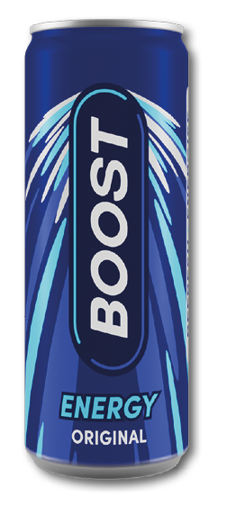 A blue can of energy drink. Description generated by AI