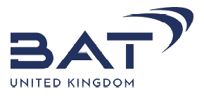 A blue and white logo for Bat United Kingdom. Description generated by AI