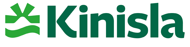 A green and white logo for Kinisia. Description generated by AI