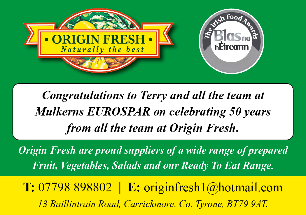 A green and white advertisement for Orign Fresh. Description generated by AI