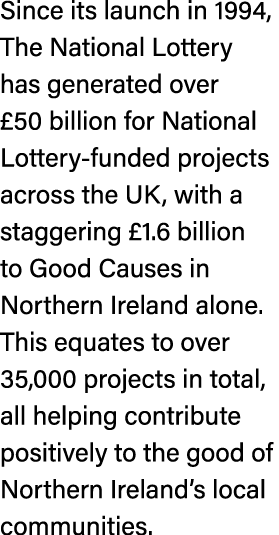 Since its launch in 1994, The National Lottery has generated over £50 billion for National Lottery funded projects ac...