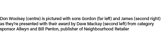 Don Woolsey (centre) is pictured with sons Gordon (far left) and James (second right) as they’re presented with their...