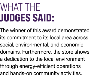 WHAT THE JUDGES SAID: The winner of this award demonstrated its commitment to its local area across social, environme...