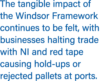 The tangible impact of the Windsor Framework continues to be felt, with businesses halting trade with NI and red tape...