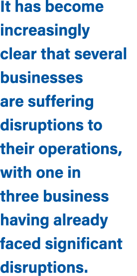 It has become increasingly clear that several businesses are suffering disruptions to their operations, with one in t...