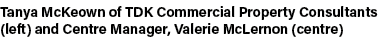 Tanya McKeown of TDK Commercial Property Consultants (left) and Centre Manager, Valerie McLernon (centre)