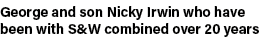 George and son Nicky Irwin who have been with S&W combined over 20 years