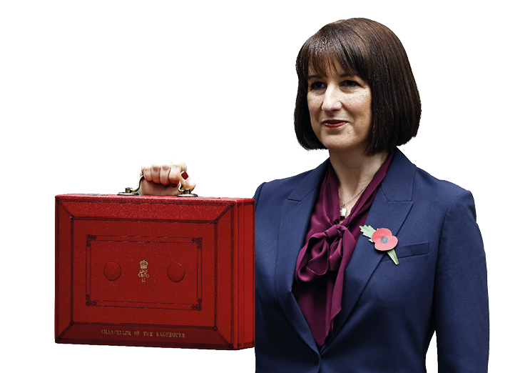 Downing Street, London, UK, 30th October 2024. Rachel Reeves MP. First ever female chancellor of the exchequer with the budget in the despatch box.