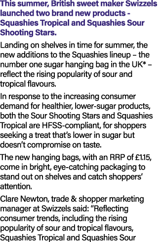 This summer, British sweet maker Swizzels launched two brand new products Squashies Tropical and Squashies Sour Shoot...