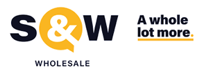 The image shows a logo with the letters “S&W" in bold, with the ampersand inside a yellow circle, accompanied by the phrase "A whole lot more" with a yellow underline. Description generated by AI
