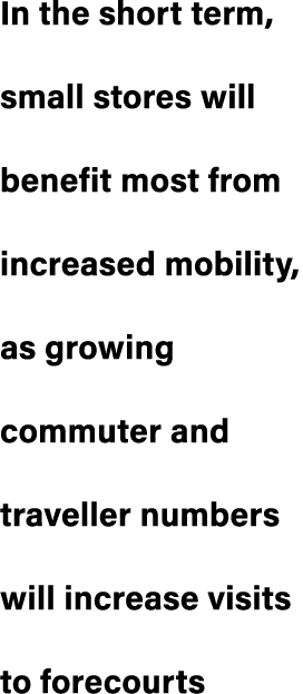 In the short term, small stores will benefit most from increased mobility, as growing commuter and traveller numbers ...