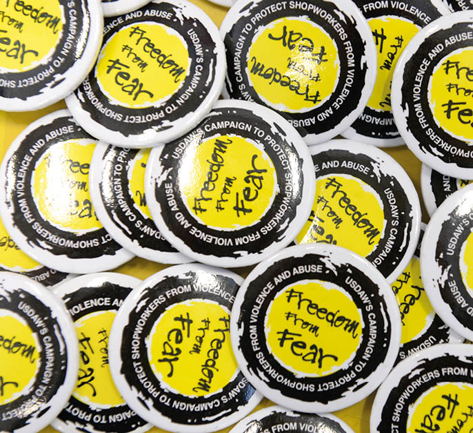 The USDAW's Freedom from Fear campaign being held at Tesco Extra, Danestone in Aberdeen. July 7, 2017. 