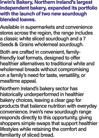 Irwin’s Bakery, Northern Ireland’s largest independent bakery, expanded its portfolio with the launch of two new sour...