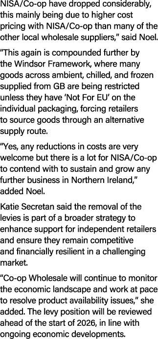 NISA/Co op have dropped considerably, this mainly being due to higher cost pricing with NISA/Co op than many of the o...