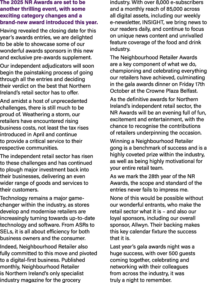 The 2025 NR Awards are set to be another thrilling event, with some exciting category changes and a brand new award i...