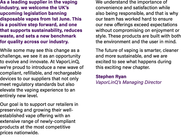 As a leading supplier in the vaping industry, we welcome the UK’s upcoming legislation banning disposable vapes from ...